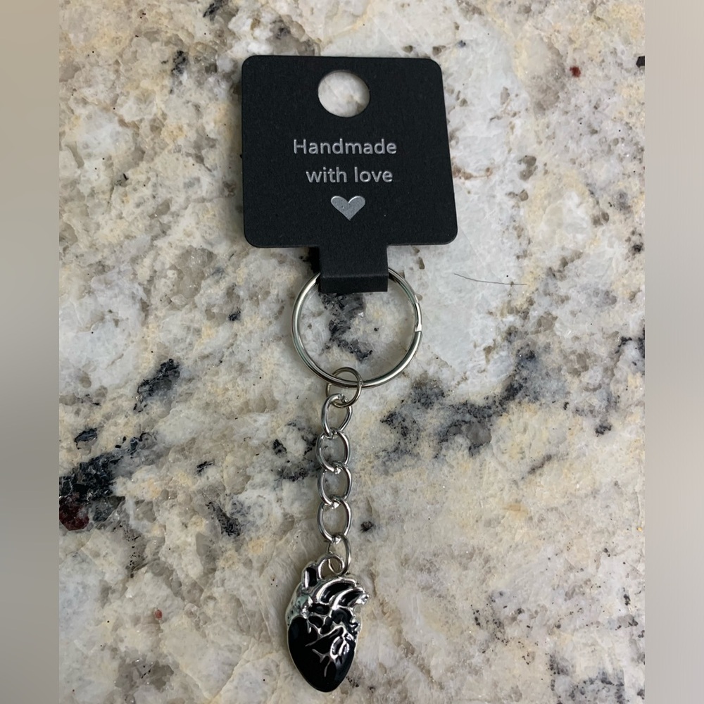 Handmade Black Heart Keychain